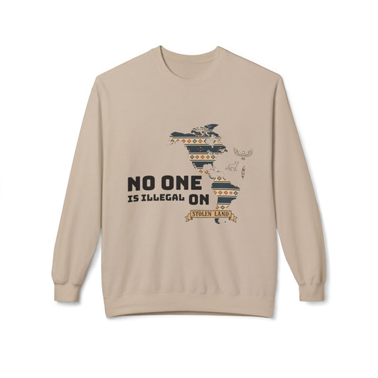 Women's Sweatshirt — "No One Is Illegal on Anishinaabe Land" Native America Solidarity Crewneck