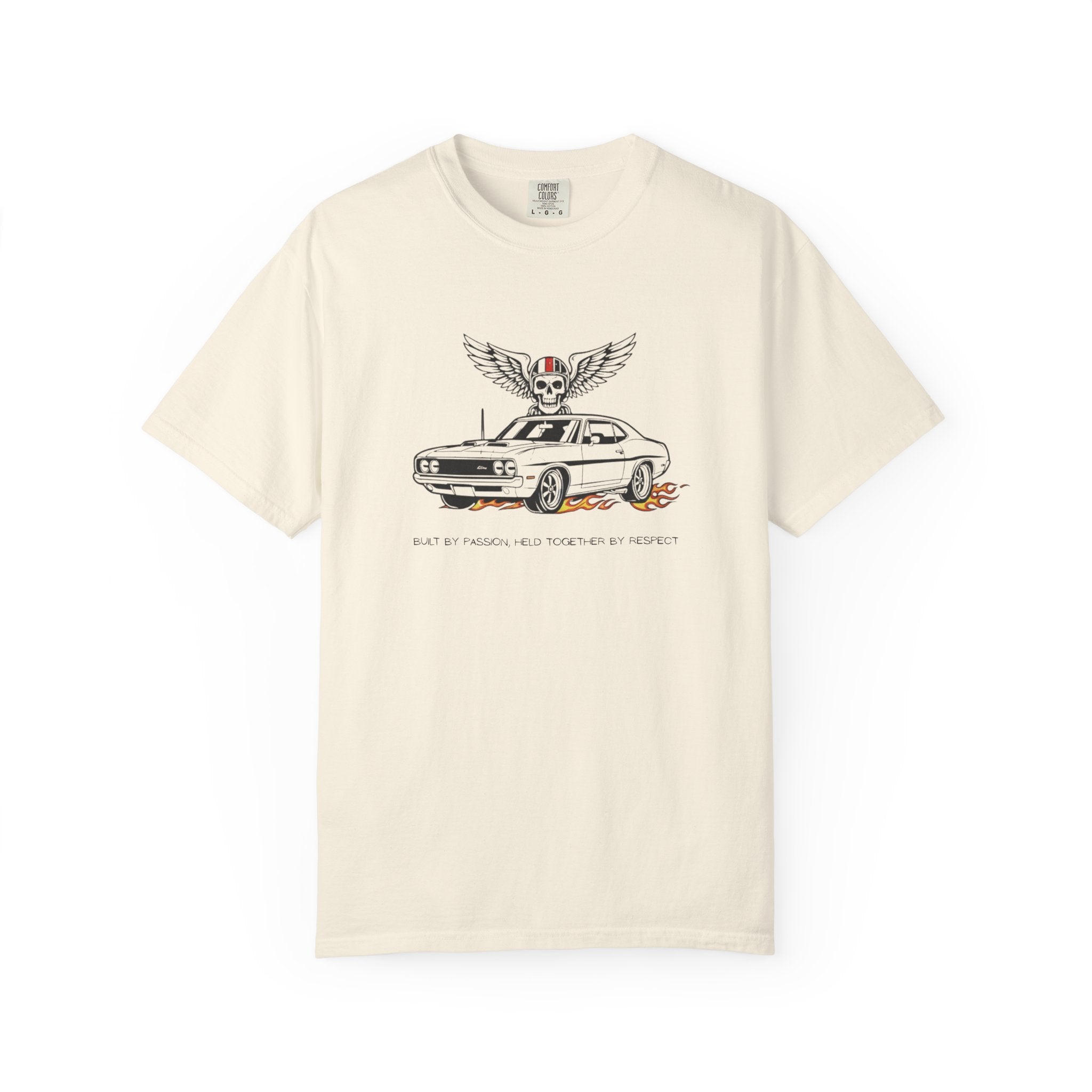 Car Skull Tee — Winged Skull with Muscle Car Graphic