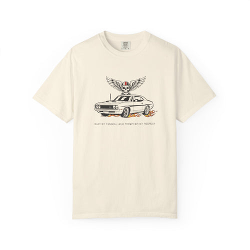 Car Skull Tee — Winged Skull with Muscle Car Graphic