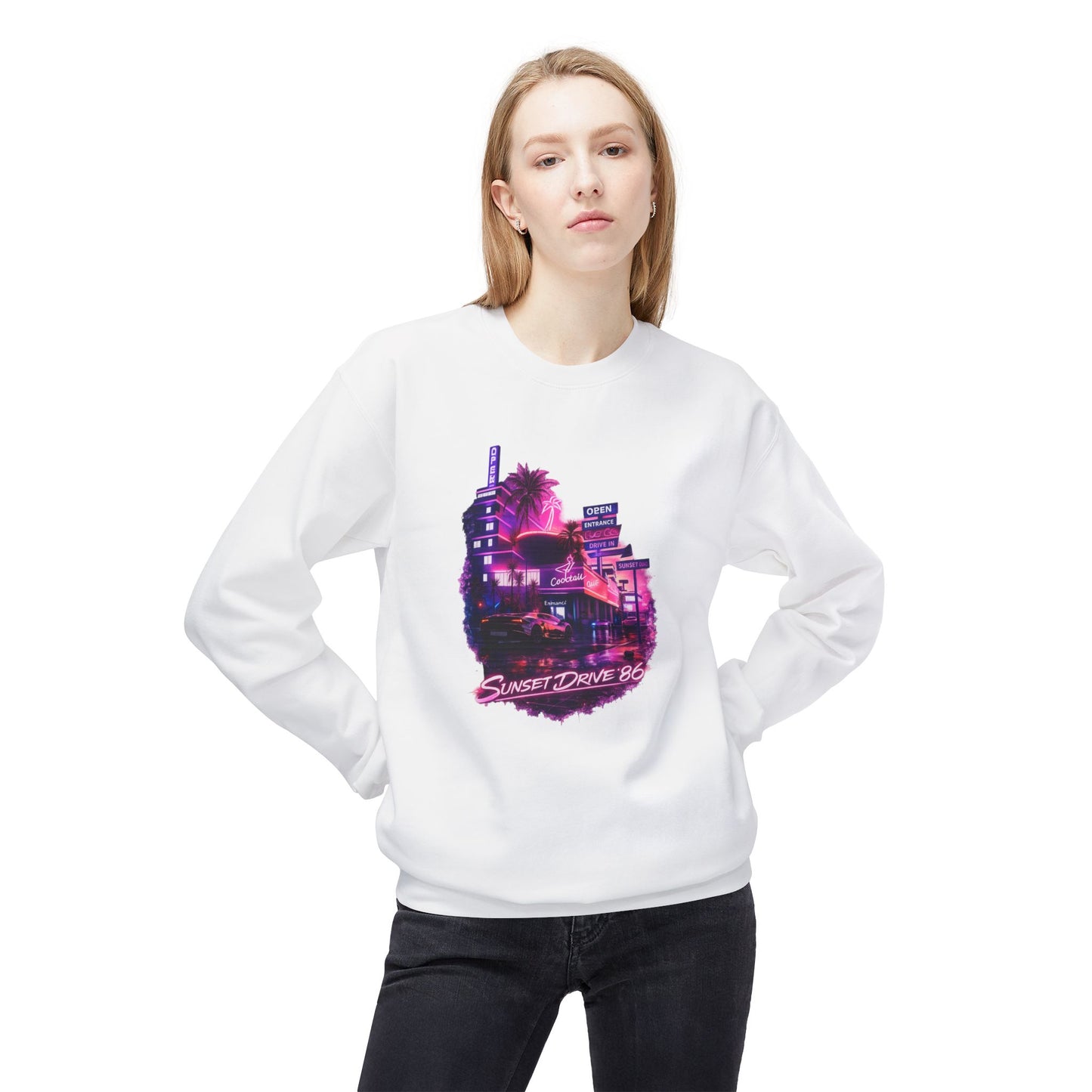 Women's Retro Sunset Drive Crewneck Sweatshirt