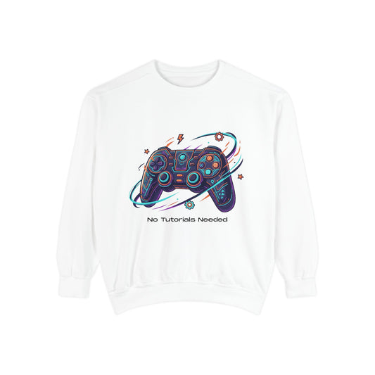 Women's Retro Space Gamer Sweatshirt — 'Pro Tutorials Newbieclan' Controller Graphic