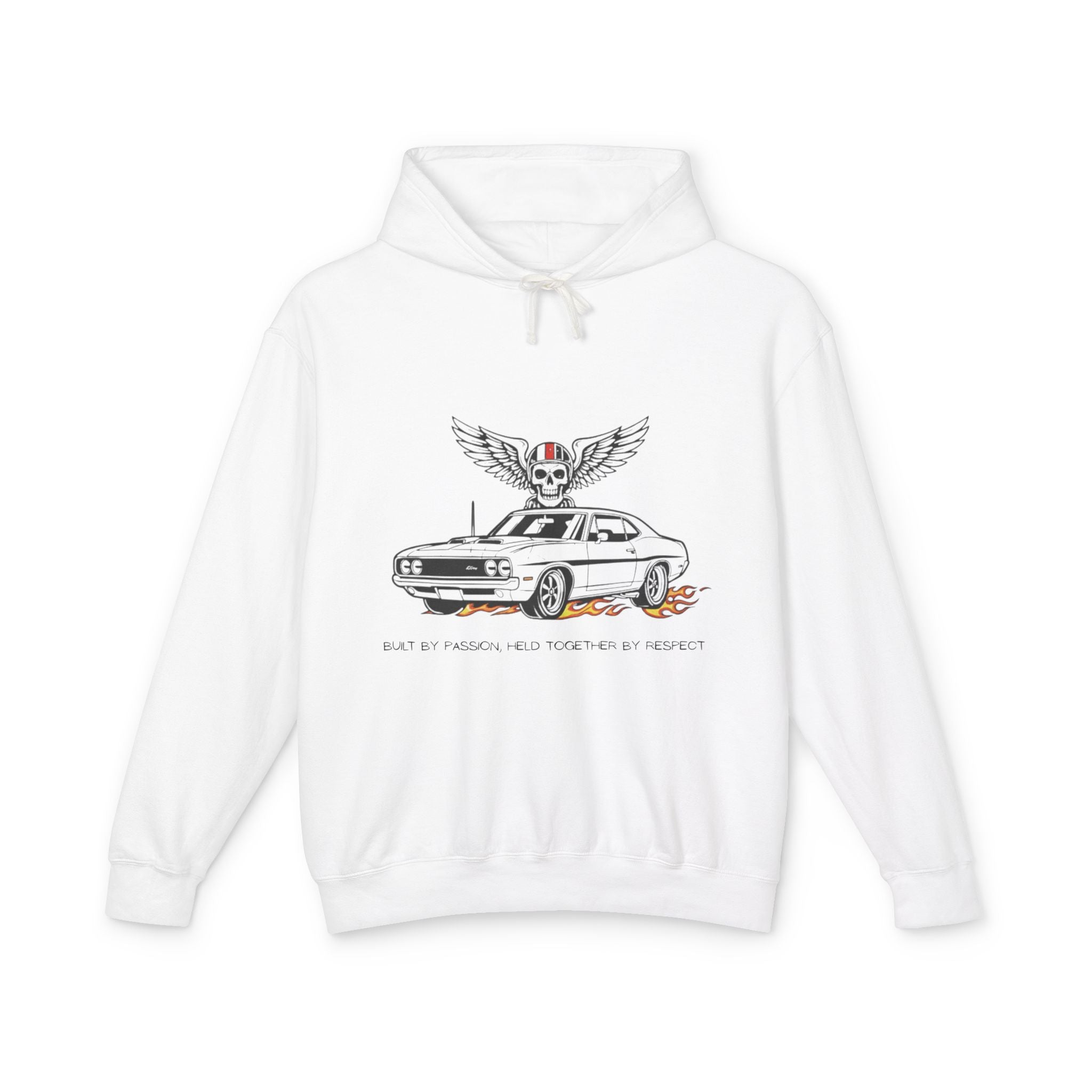 Vintage Car Hoodie — 'Born to Ride' Skull & Wings Graphic Sweatshirt