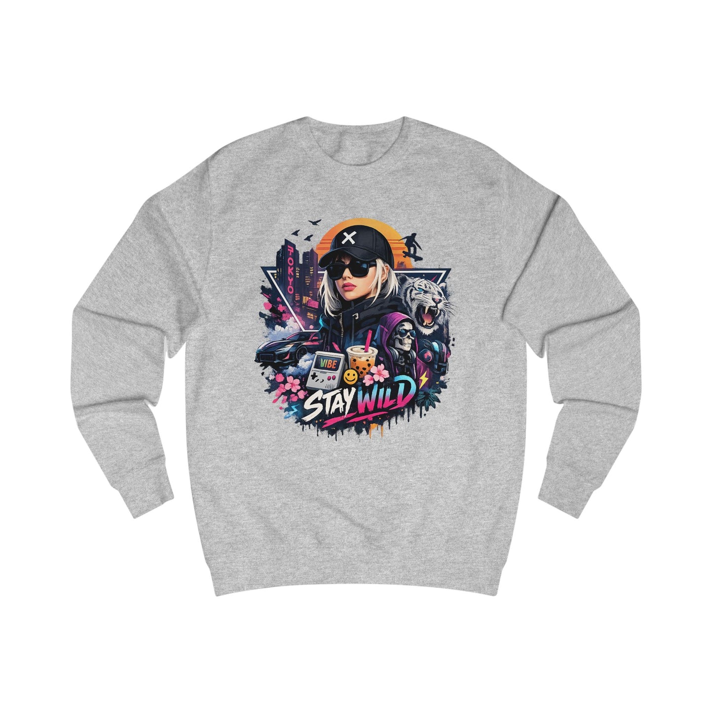 Women's Stay Wild Graphic Sweatshirt — Retro Futuristic Gamer Streetwear
