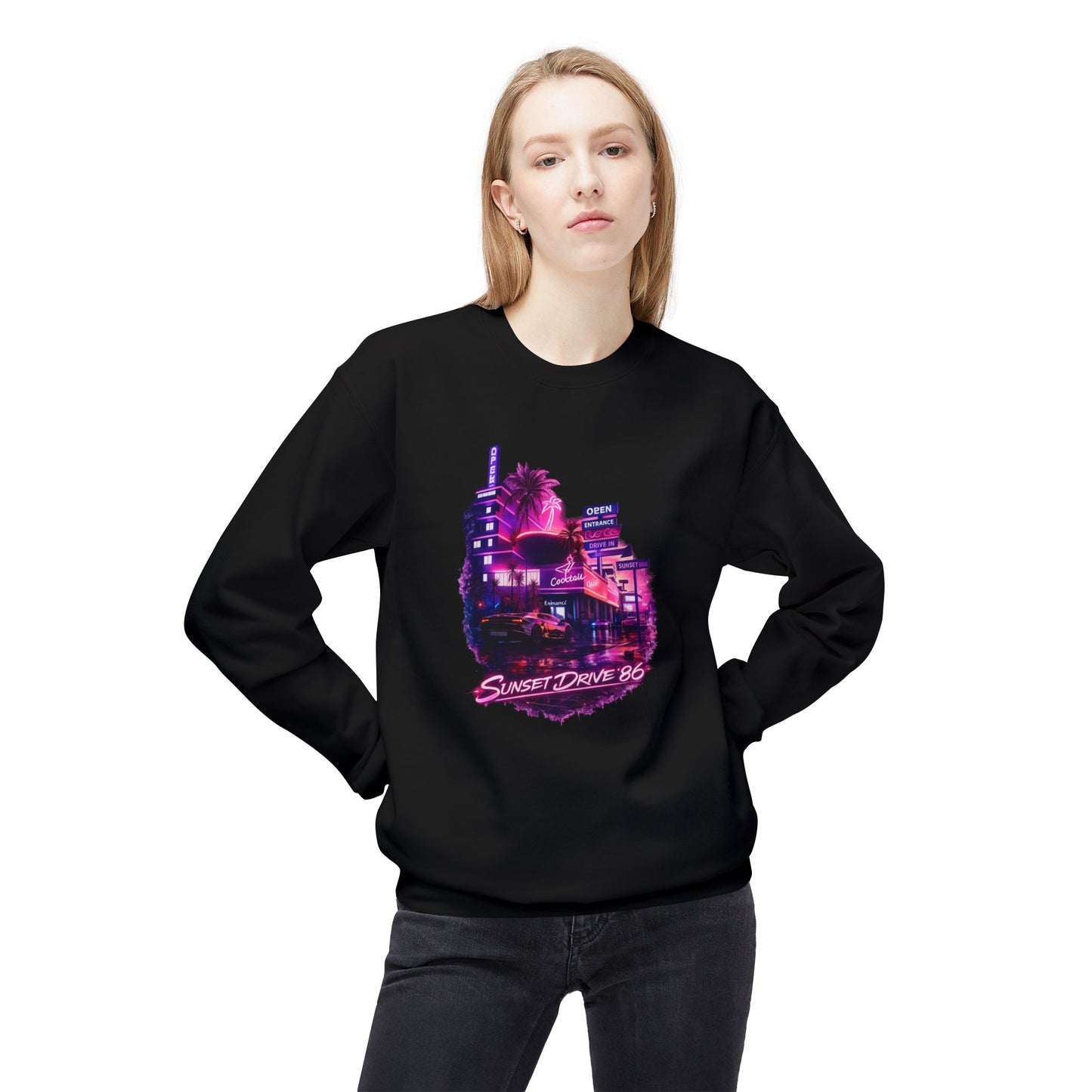 Women's Retro Sunset Drive Crewneck Sweatshirt