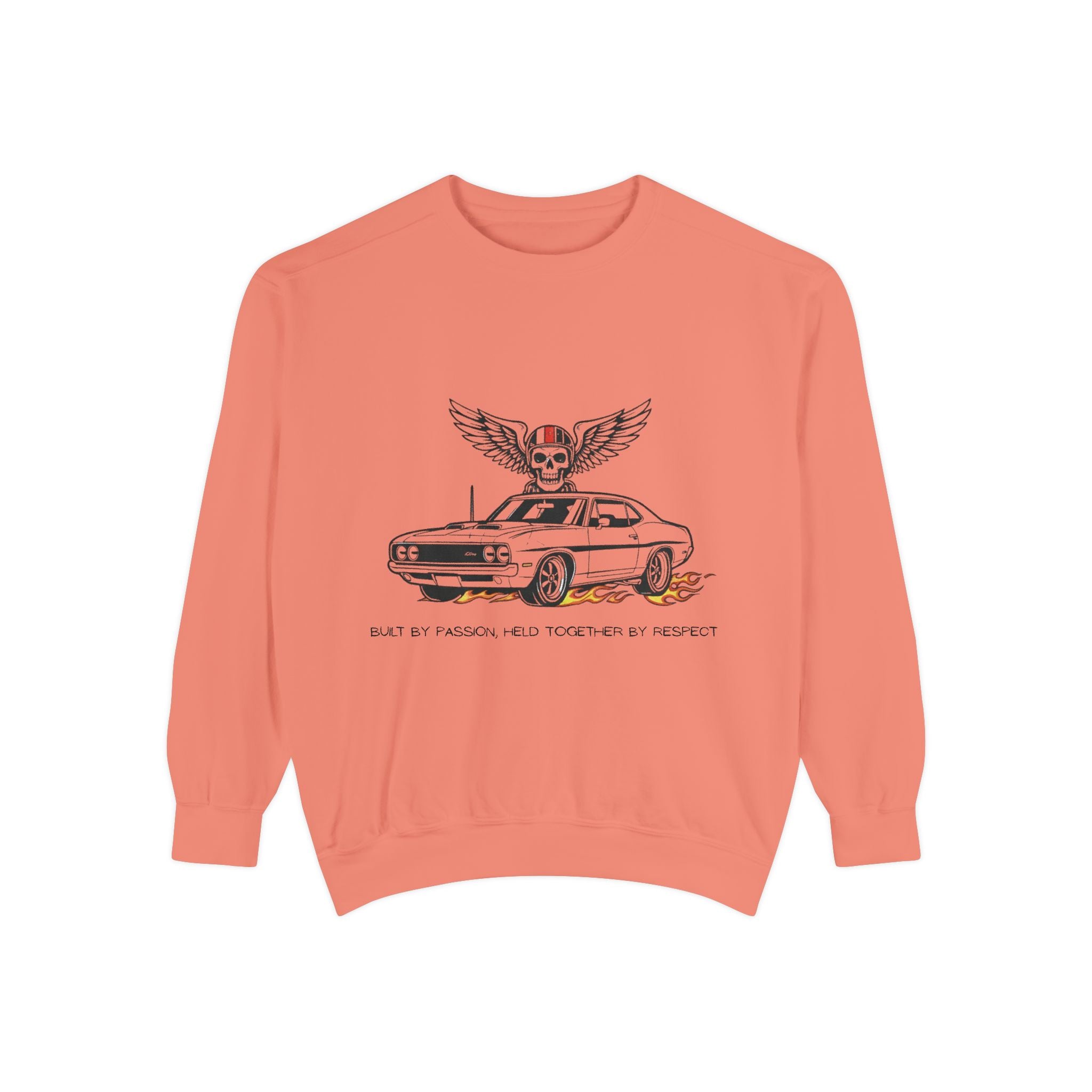Vintage Muscle Car Sweatshirt — 'Built My Passion, Keep Your Respect' Retro Graphic