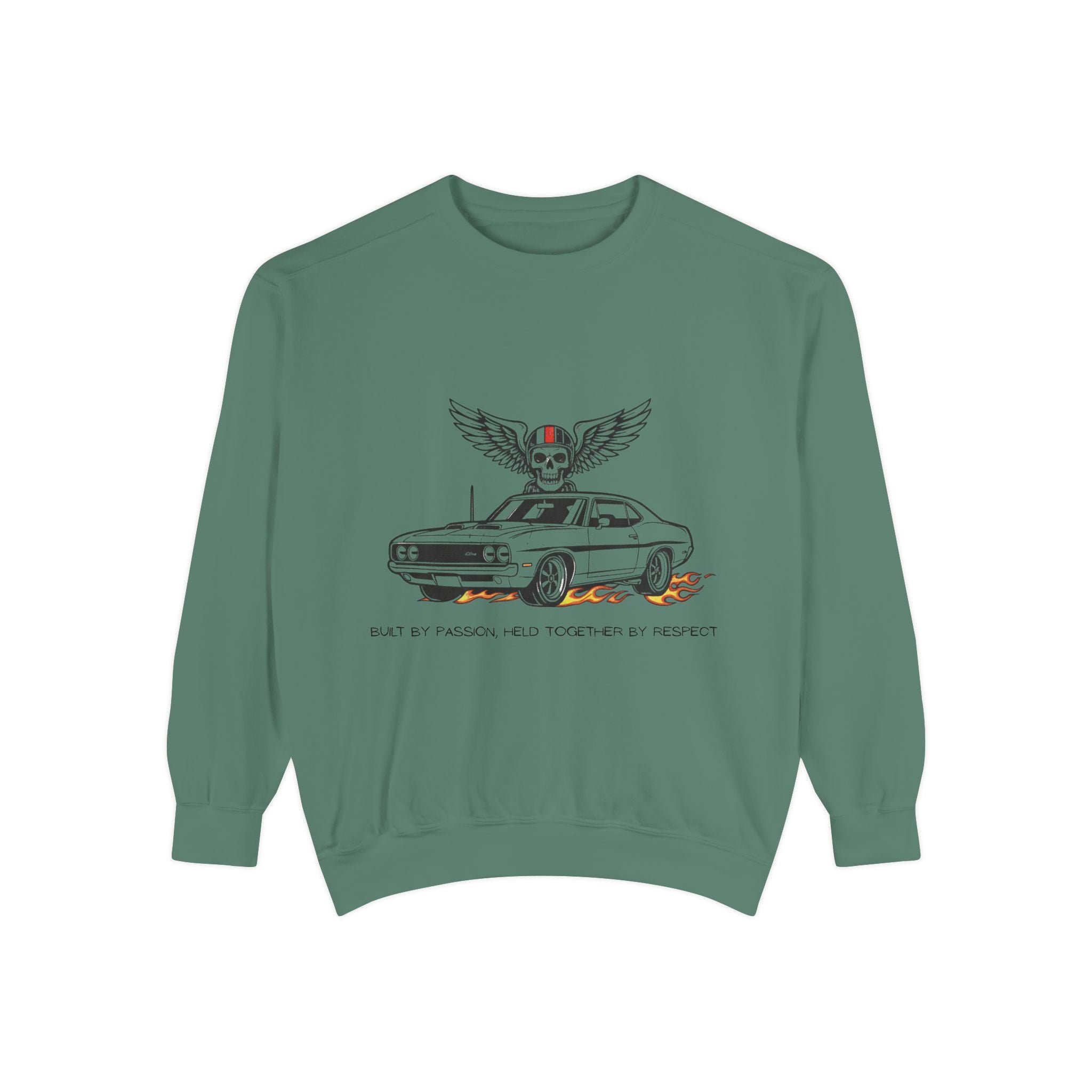 Vintage Muscle Car Sweatshirt — 'Built My Passion, Keep Your Respect' Retro Graphic