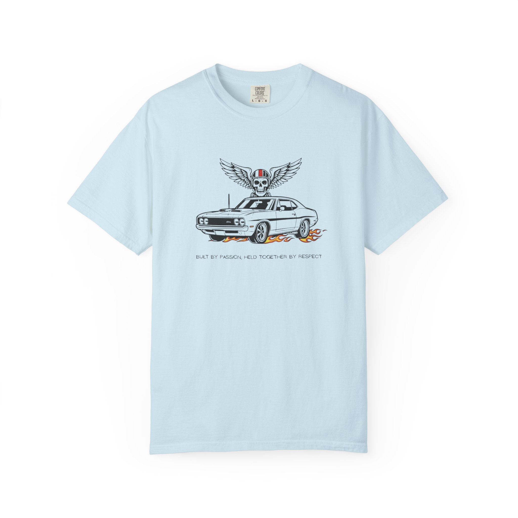 Car Skull Tee — Winged Skull with Muscle Car Graphic