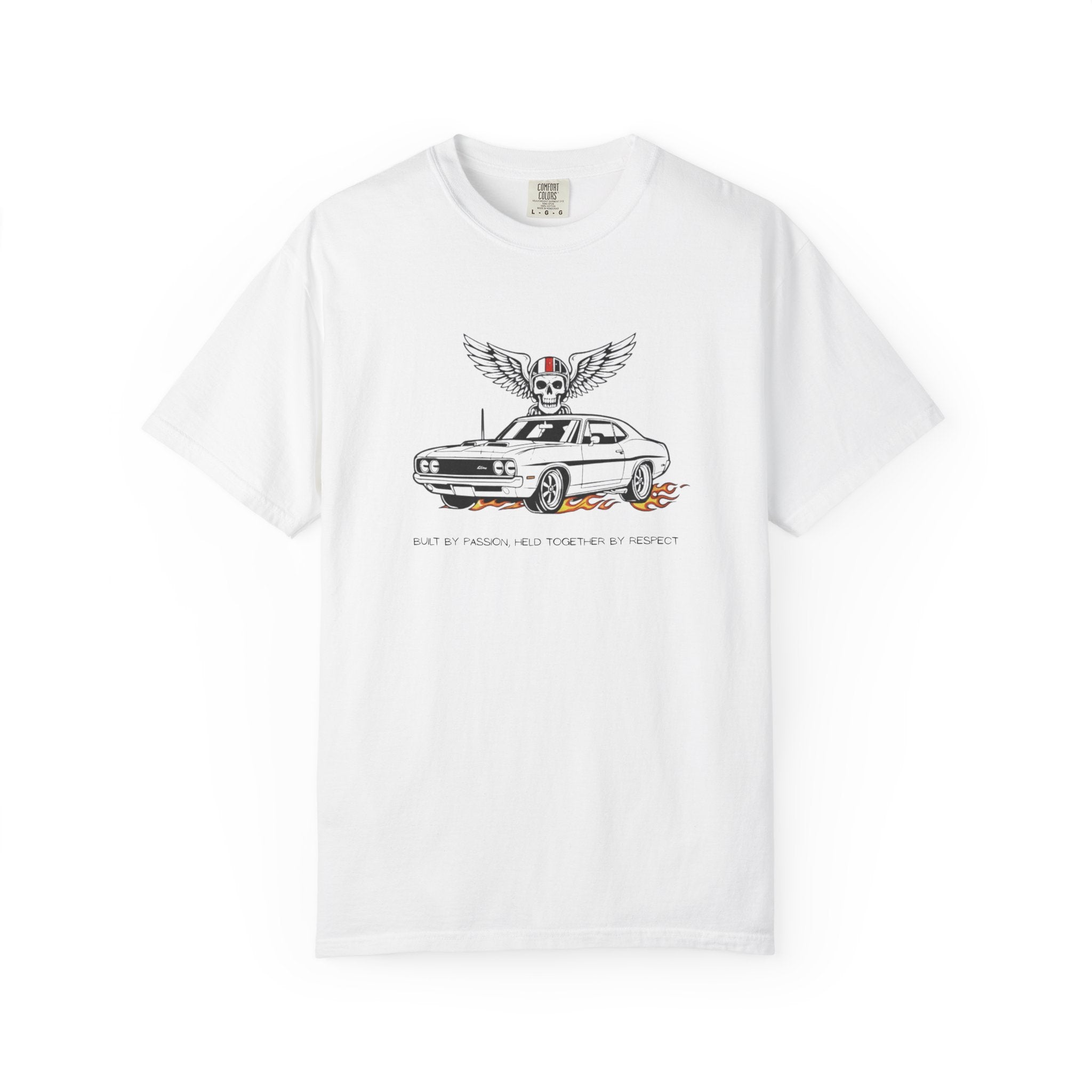 Car Skull Tee — Winged Skull with Muscle Car Graphic