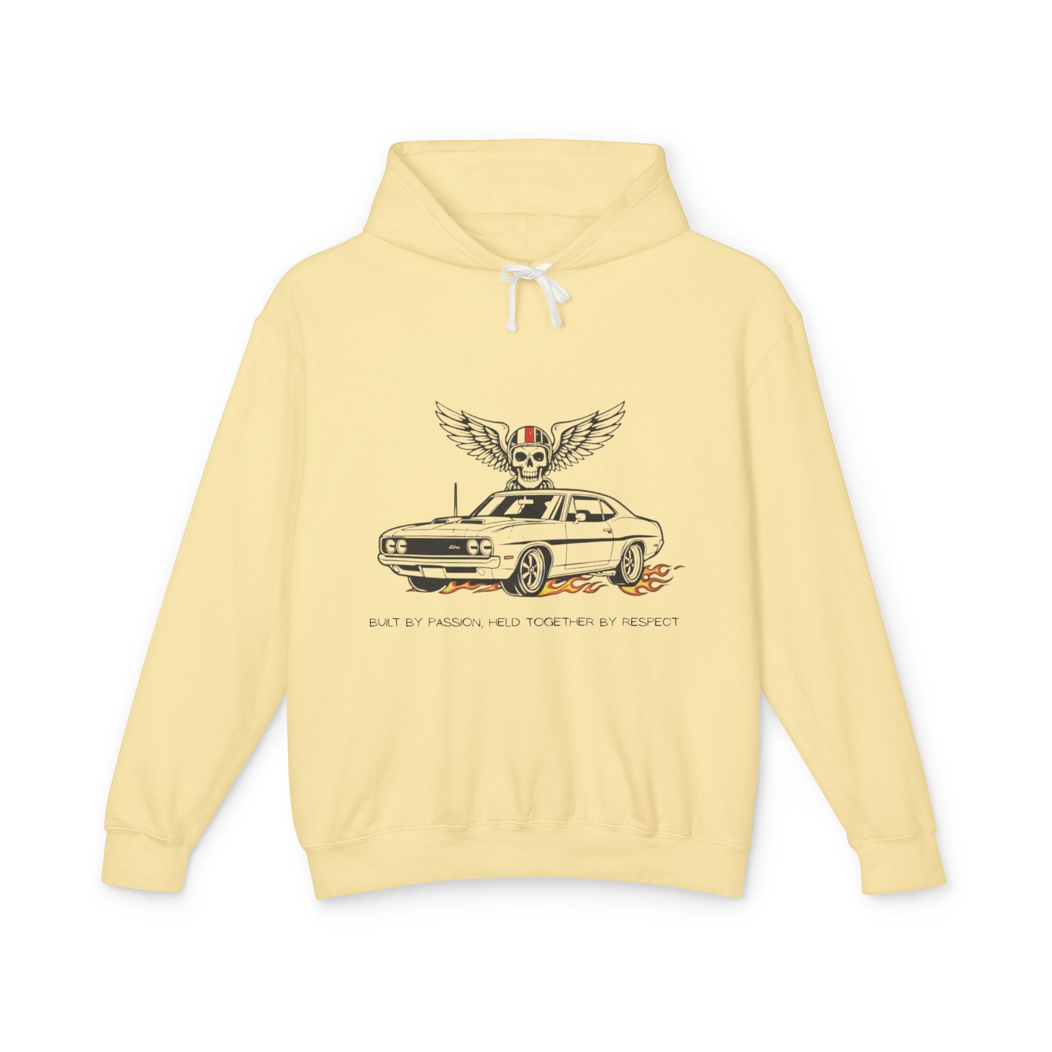 Vintage Car Hoodie — 'Born to Ride' Skull & Wings Graphic Sweatshirt