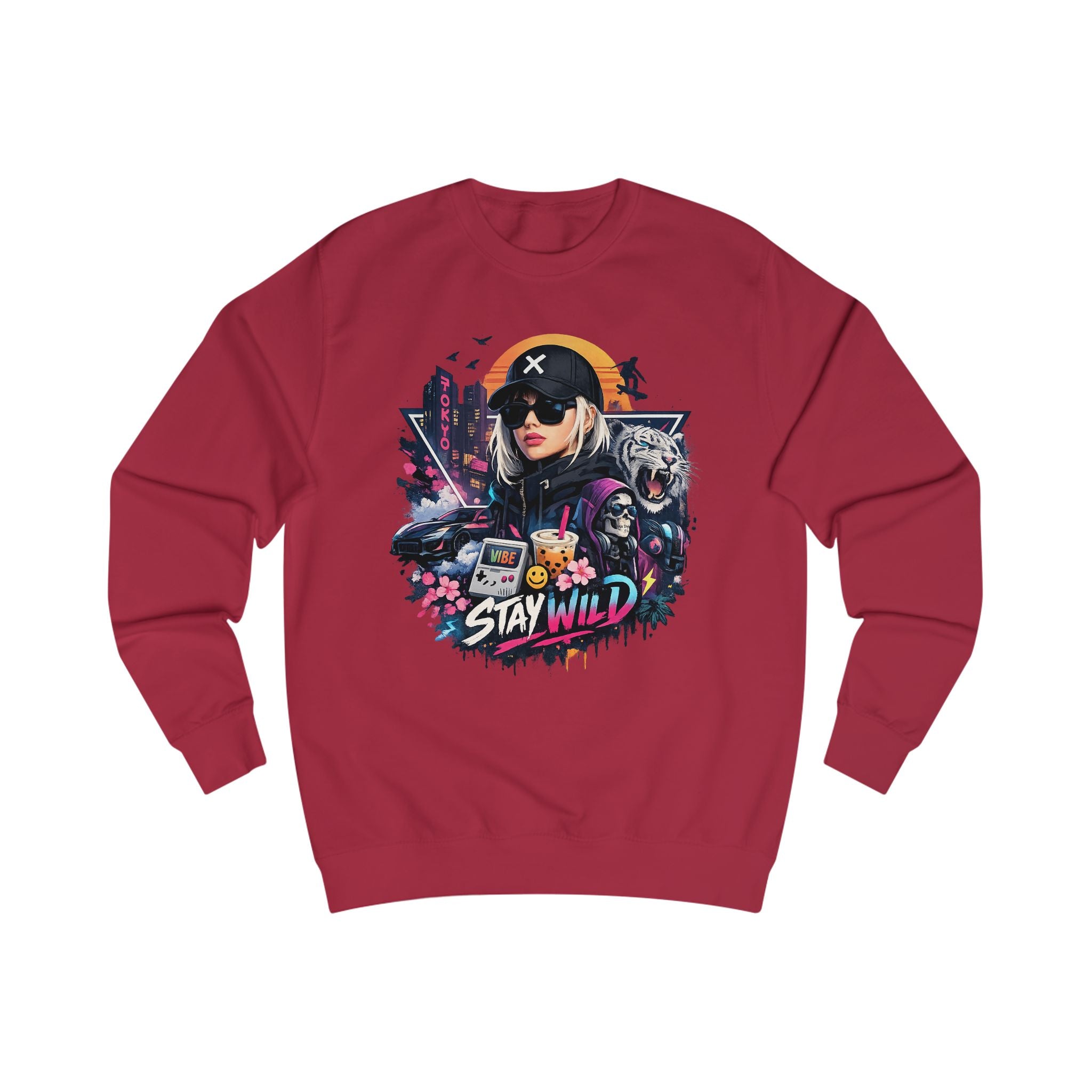 Stay Wild Graphic Sweatshirt — Retro Futuristic Gamer Streetwear