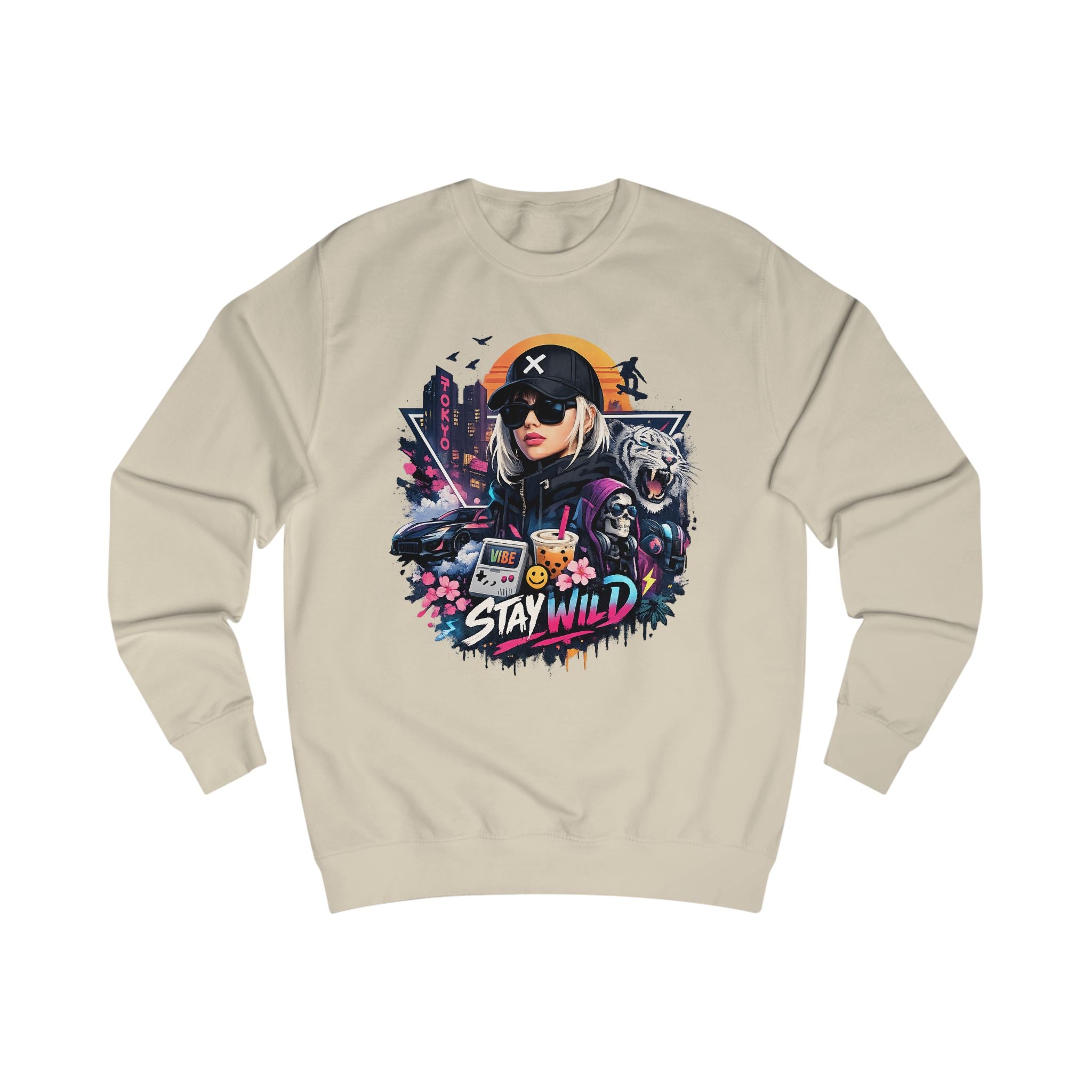 Stay Wild Graphic Sweatshirt — Retro Futuristic Gamer Streetwear
