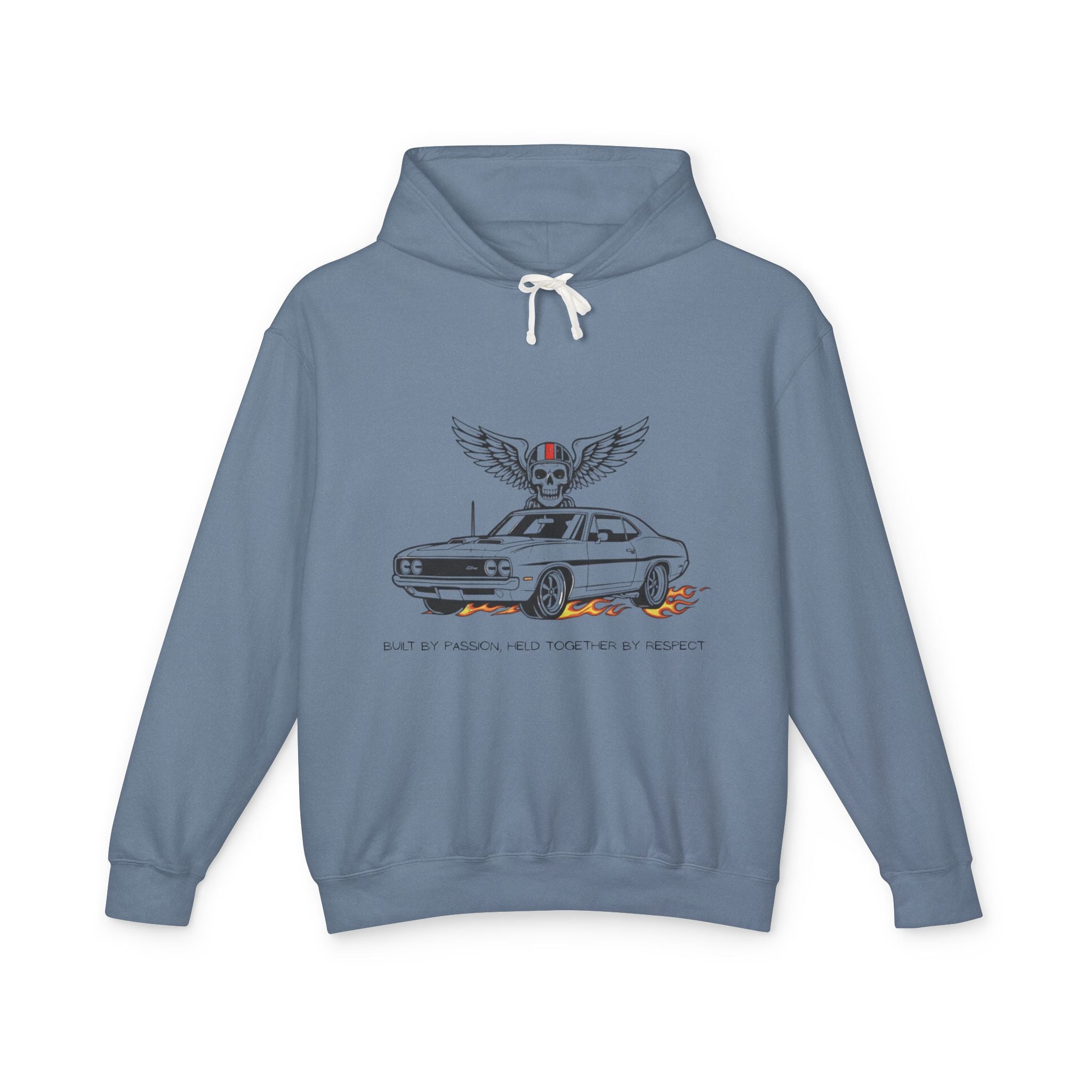 Vintage Car Hoodie — 'Born to Ride' Skull & Wings Graphic Sweatshirt