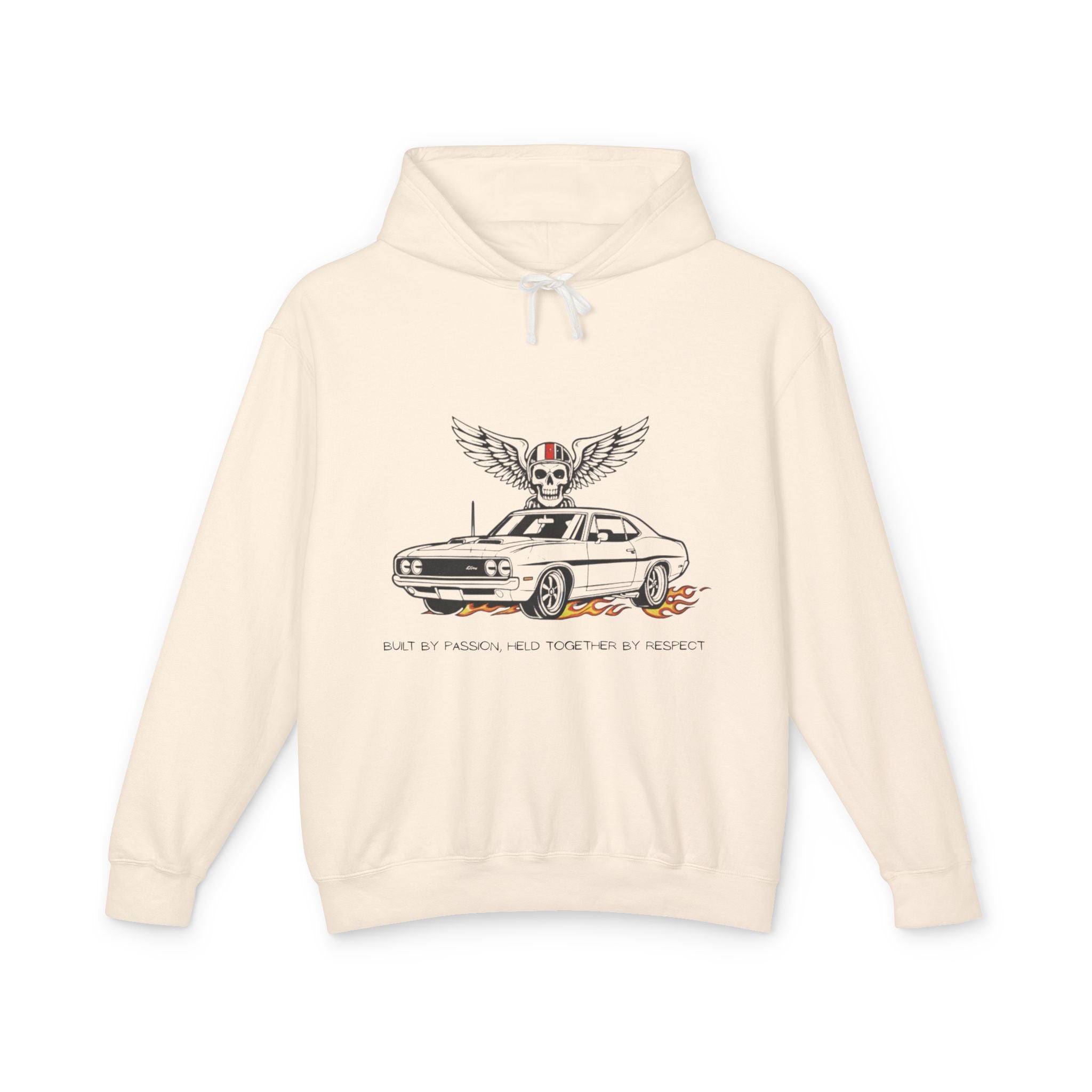 Vintage Car Hoodie — 'Born to Ride' Skull & Wings Graphic Sweatshirt