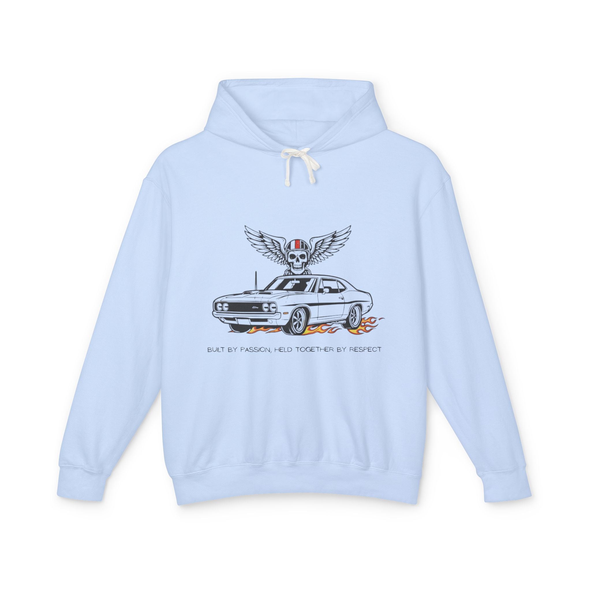 Vintage Car Hoodie — 'Born to Ride' Skull & Wings Graphic Sweatshirt