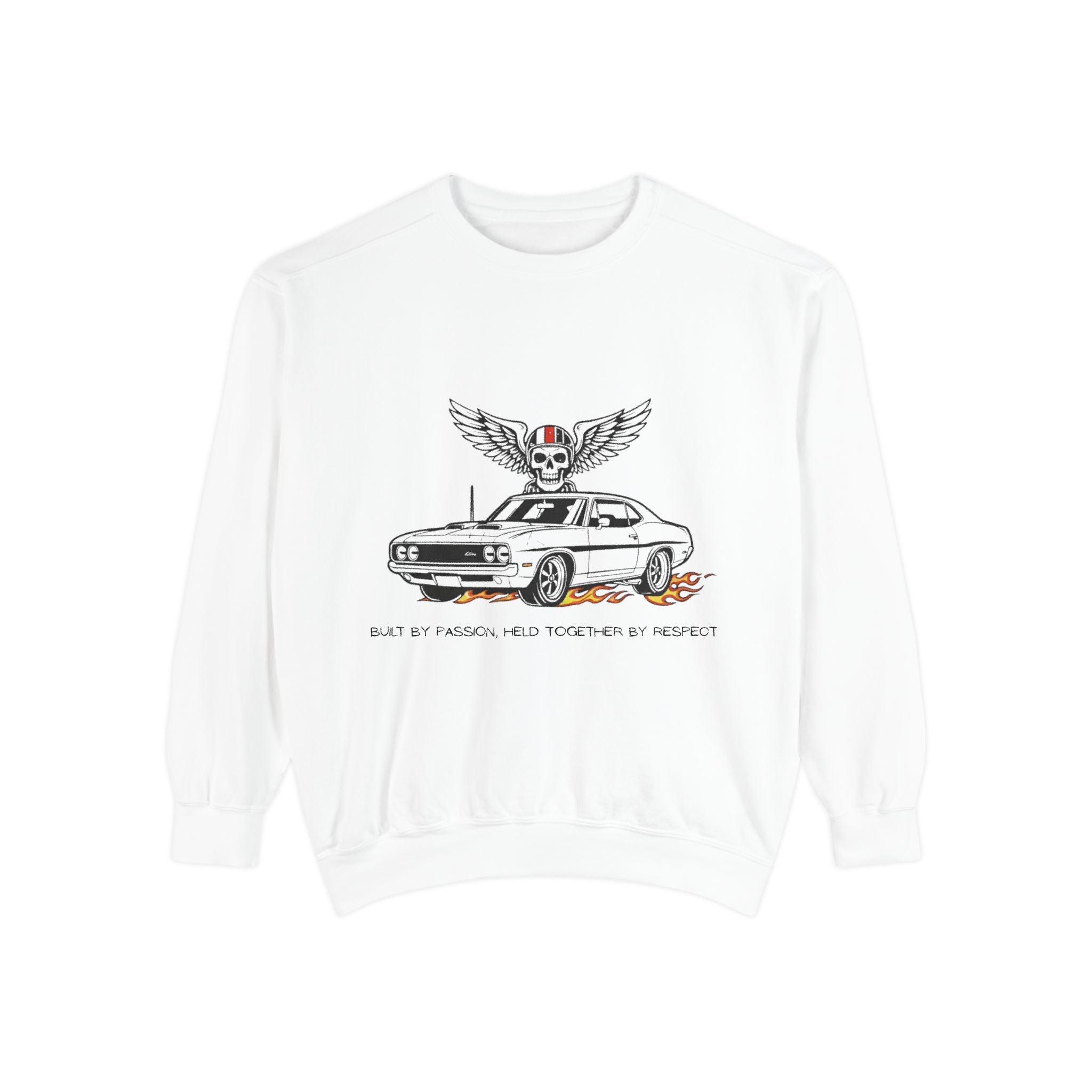 Vintage Muscle Car Sweatshirt — 'Built My Passion, Keep Your Respect' Retro Graphic