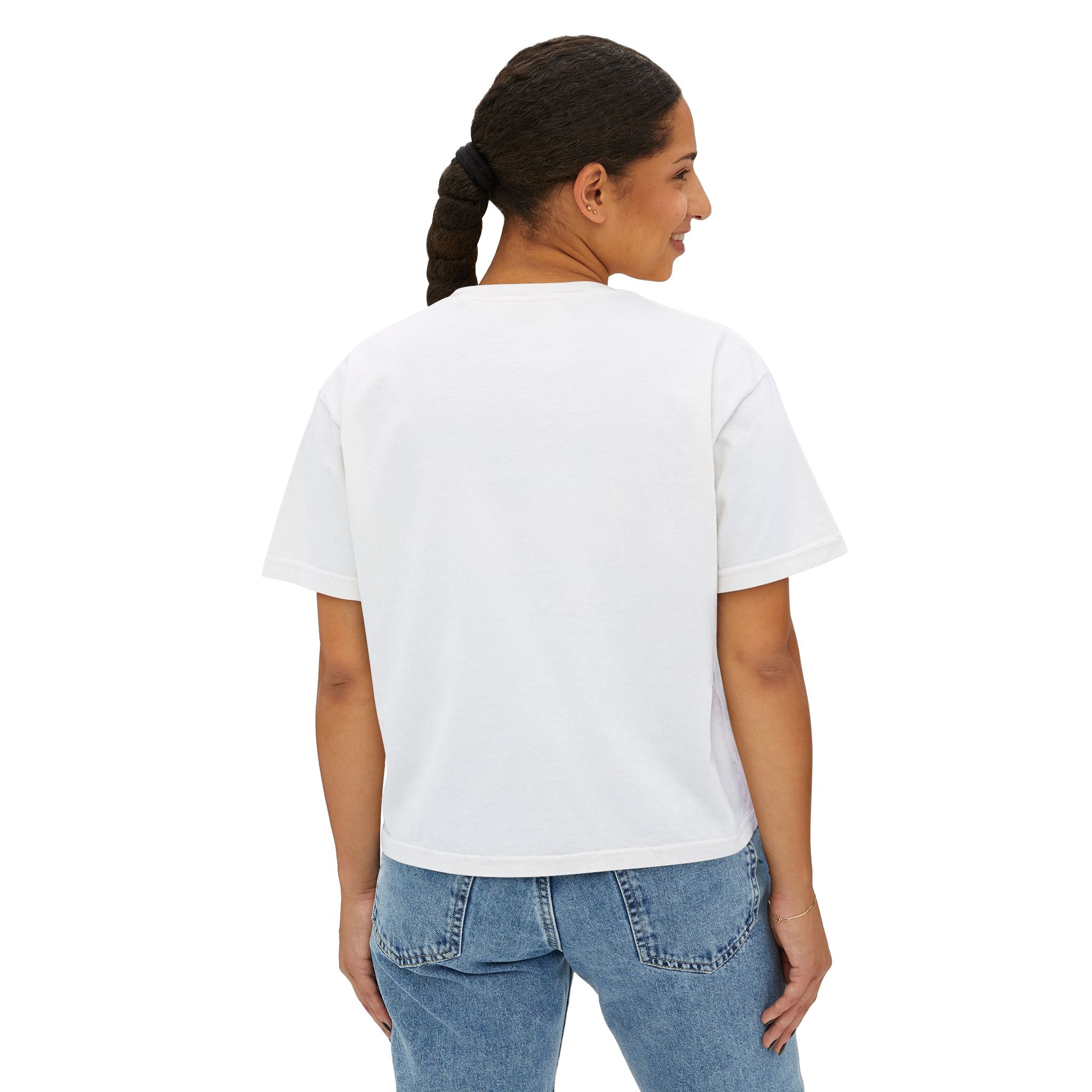Minimal Silhouette Boxy Tee — Elegant Neutral Graphic for Women