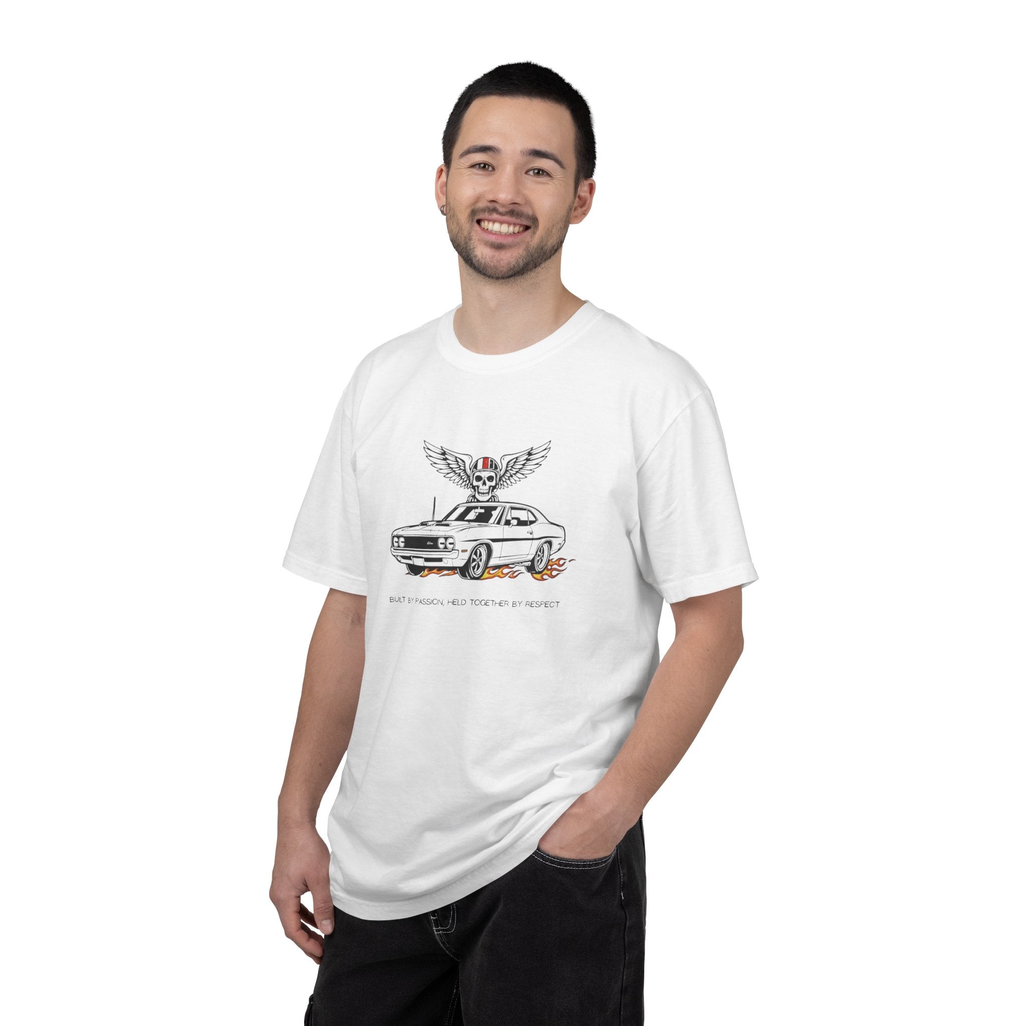Car Skull Tee — Winged Skull with Muscle Car Graphic